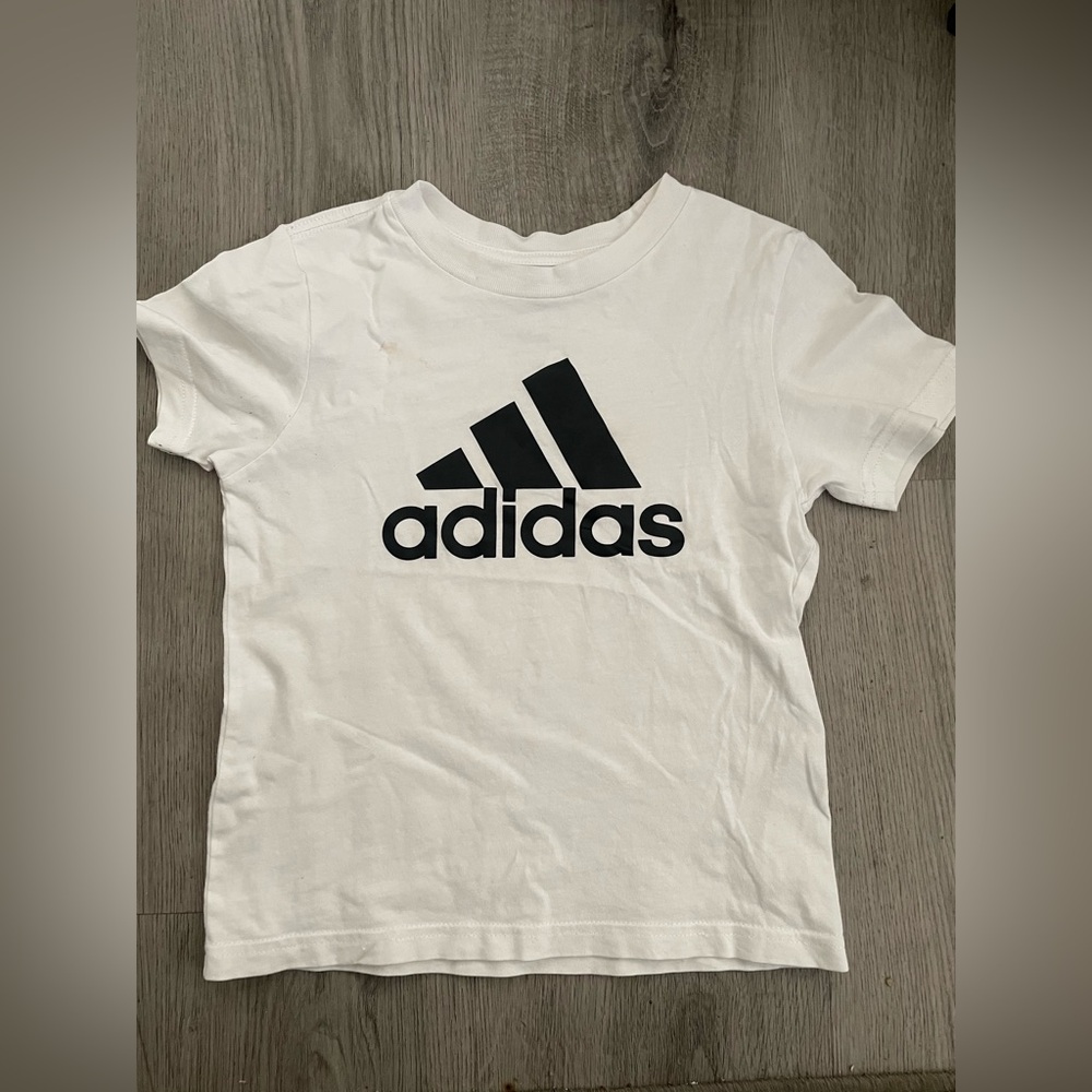 Adidas Kids White and Black Logo Tee size 4T